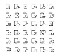 Poster - Mobile phone icons set. Vector line icons. Black outline stroke symbols