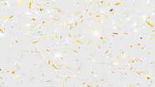 Golden Flickering Confetti Party Popper Falling On Light Background