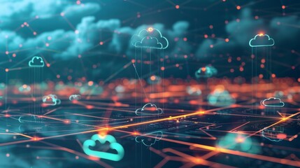Poster - Cloud integration linking disparate systems  AI generated illustration