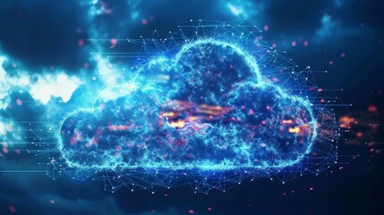 Poster - Cloud deployment models like private public and hybrid  AI generated illustration