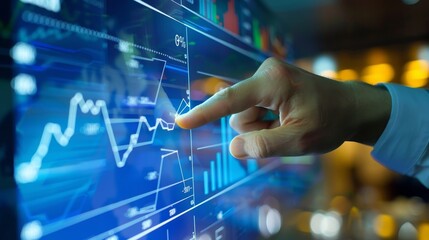 Poster - Financial growth chart displayed on a transparent screen  AI generated illustration