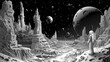 Papercut Astronauts Encounter The Deserted Alien Metropolis