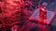 A red padlock on a circuit board symbolizing the importance of securing sensitive information from cyber threats. .