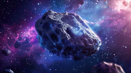 Canvas Print - a large rock stands prominently in the center of a vast space filled with twinkling stars, creating 