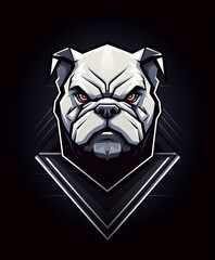 Wall Mural - Vibrant Painting Bulldog Mascot Logo Thick Bold Black White Lines Red Eyes Clean White