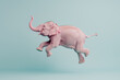 Pink Elephant flying on a plain vintage background