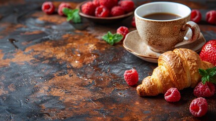 Canvas Print - Table With Tea Cups and Fruit