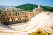Panoramic view of Odeon of Herodes Atticus below the Acropolis, Athens, capital of Greece.