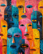 Abstract African Art: Colorful Urban Jungle Facescape Painting