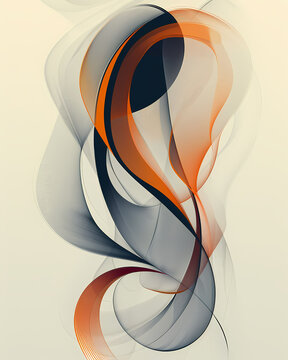 Vibrant Abstract Swirls Painting with Bezier Curves, Minimalist and Vintage Style Art
