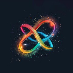 Fototapete - A vibrant and dynamic abstract design featuring a colorful array of shapes and patterns set against a stark black background