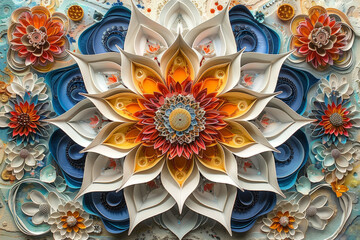 Poster - handmade paper flower, showcasing intricate folds and delicate craftsmanship