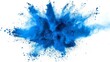 blue powder explosion abstract dust splash on white background freeze motion colorful