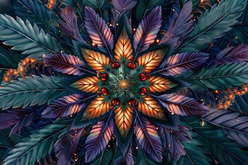 Aufkleber - A vibrant, multi-colored flower mandala pattern