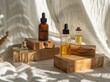 Wooden Tray With Soap and Lotion Bottles