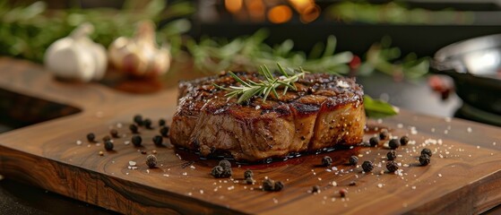 Sticker - Juicy Steak on Cutting Board With Sauce