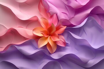 Poster - A vibrant pink and purple background with a beautiful flower in the center