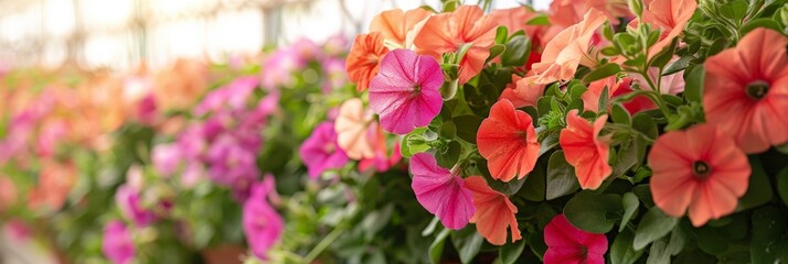 Aufkleber - A straight line of colorful flowers blooming in a row, showcasing a vibrant display of natures beauty