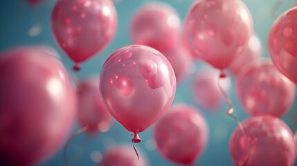 Canvas Print - A cluster of pink balloons drifts in the air, creating a colorful and joyful sight