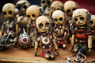 Wall Mural - Voodoo Dolls: Arrange jewelry with voodoo dolls and mystical symbols.