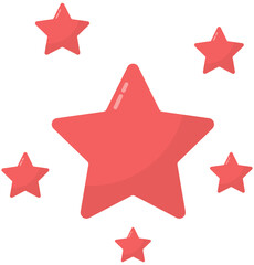 Wall Mural - Six red stars glossy with pastel colors isolated on white background.
