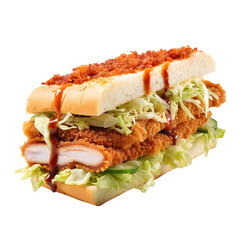 Wall Mural - Tasty Katsu Sandwich Isolated On White Background