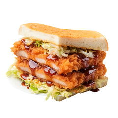 Wall Mural - Tasty Katsu Sandwich Isolated On White Background