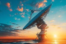 Large Radio Telescope Satellite Connection Tower Electronic Astronomy Observatory Dish Array Radar Antenna Science Scientific Scifi Instrument Space Mission Exploration Connection Communication