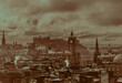 Vista vintage del skyline de Edimburgo desde Calton Hill.