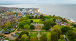 Aerial view of Whitstable castle, a town  on the north coast of Kent in Britain