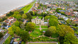 Aerial view of Whitstable castle, a town  on the north coast of Kent in Britain