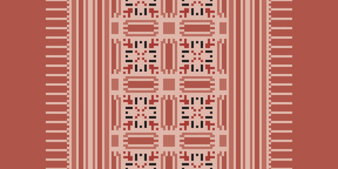 Beautiful vintage cross stitch traditional ethnic pattern.floral pixel art embroidery. Elegance background abstract Aztec beautiful seamless pattern for fabric,cloth,dress,carpet,curtain,sarong,batik.