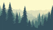 Coniferous forest silhouette template. Woods illust