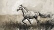 Arabian female horse strolling through field