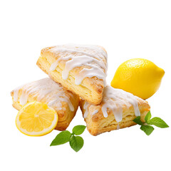 Poster - Tasty Lemon Zest Scones  Isolated On White Backgrounds