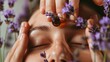 Closeup of a persons hands gently massaging their temples with essential oils the soothing scents helping to ease tension and promote relaxation. .
