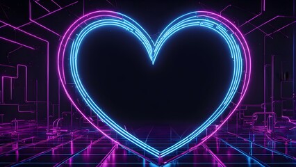 Wall Mural - Heart shaped neon light
