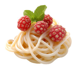 Wall Mural - Tasty Luminous Lychee Linguine Isolated On White Background