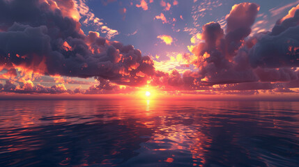 Poster - beautiful sunset in the sea 