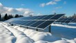 Impact of Snow on Solar Panels: Reduced Power Generation in Cold Months. Concept Solar Panels, Snow, Power Generation, Cold Months, Impact