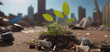 Green plants grow in a trash pollution environment background wallpaper
