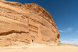 Al Ula, Saudi Arabia: The amous tombs of the Nabatean civilization, Al-Ula being their second largest city after Petra, at the Madain Saleh site in the Saudi Arabia desert