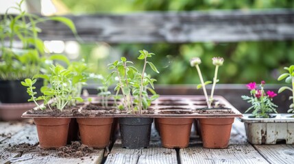 Sticker - A row of potted plants