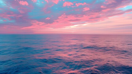 blue ocean pink  clouds sky landscape