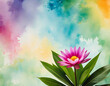 Champa Flower in worship in front of a watercolor background with copy space
