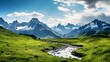 Panoramic view of the mountain range in the Caucasus. Russia