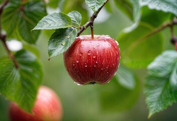 Wall Mural - Close-Up View of an Apple Growing