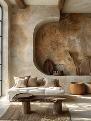 Wall Mural - Modern Rustic Living Room Interior with Textured Walls