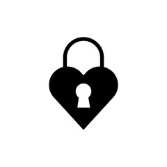 Poster - lock in the shape of a heart icon vector, love lock symbol flat illustration on white background..eps
