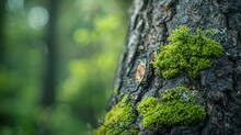 Close-up Of Tree Trunk Covered In Moss